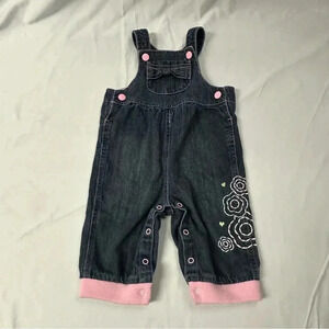Please Mum - Vintage denim embroidered overalls. Size 3-6 months